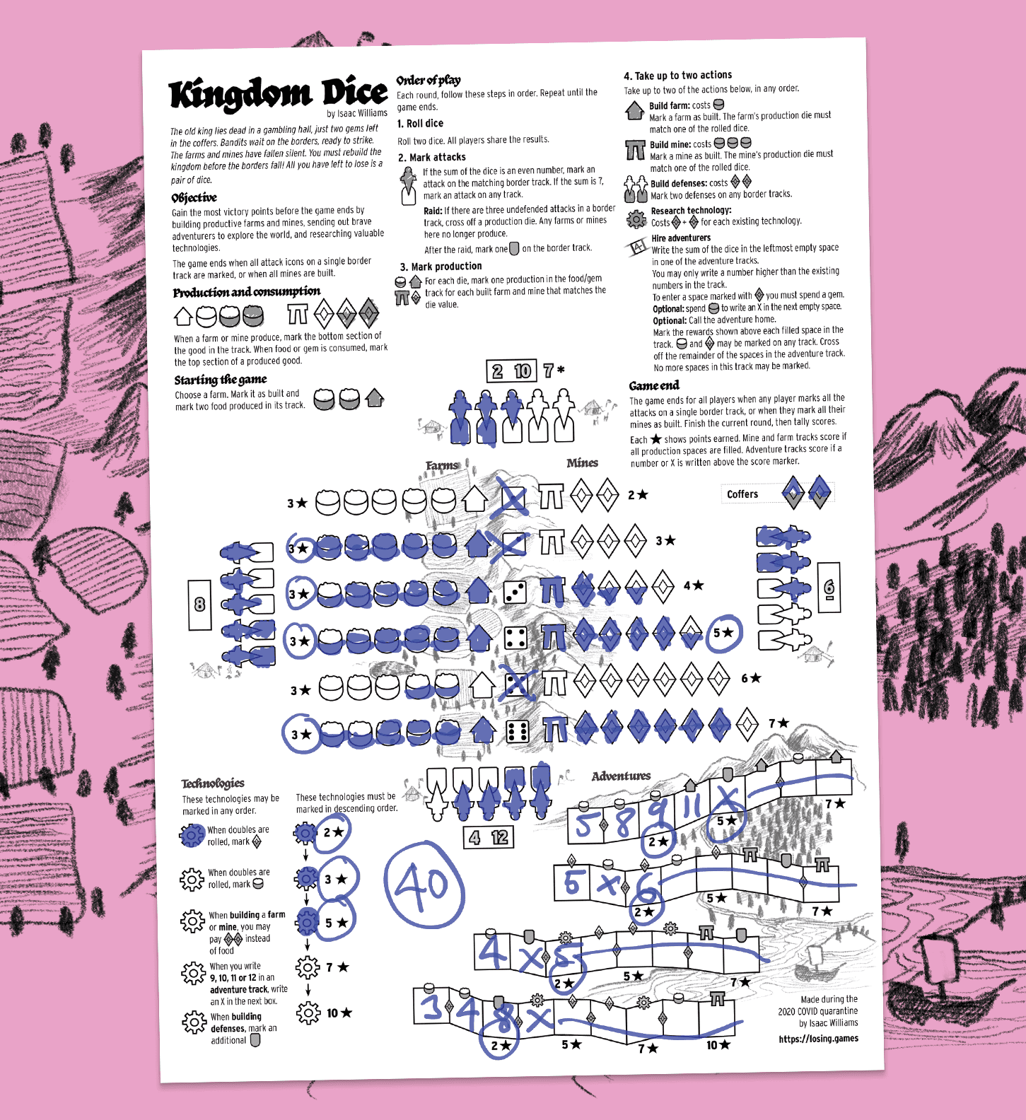 Losing Games Rollandwrite Kingdom Dice